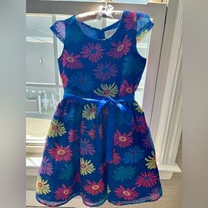 Us Angels Blue Dress with Colorful Floral Design